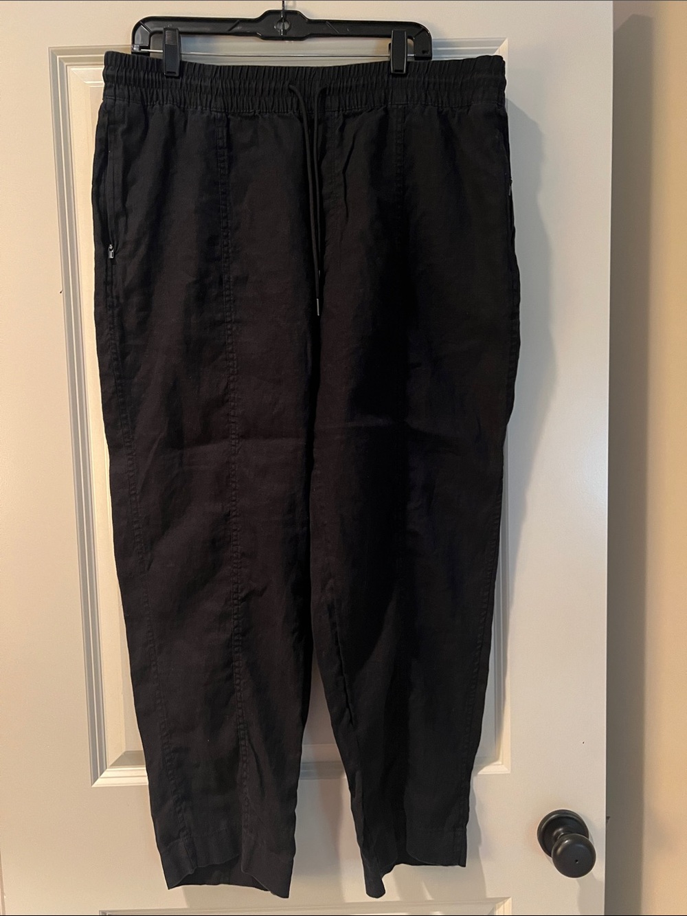 Athleta Black Elastic-Waist Linen Pants